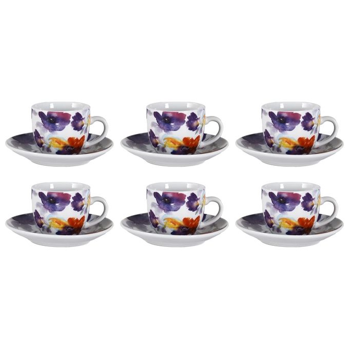 Borella 25684 Malaga Set 6 Tazzine Caffe' con Piattino Porcellana