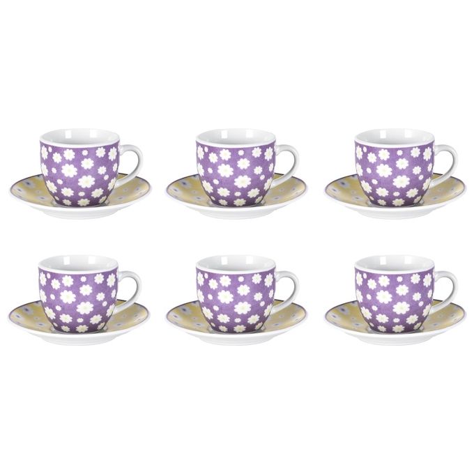 Borella 25689 Pola Set 6 Tazzine Caffe' con Piattino Ceramica