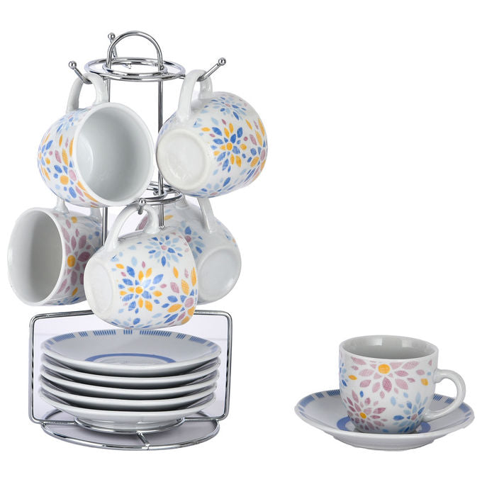 Borella 25701 Saint Tropez Set 6 Tazzine Caffe' con Piattino e Appendino Porcellana