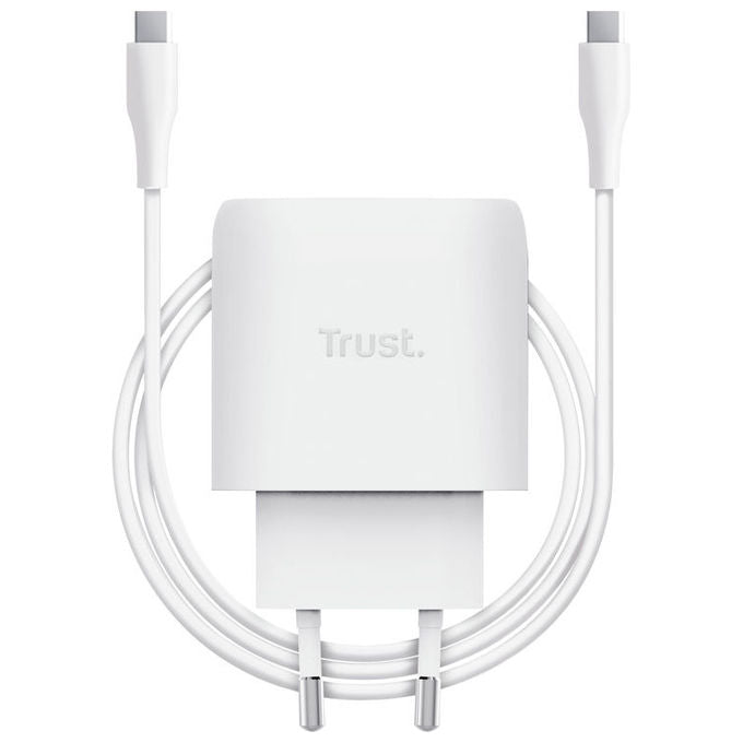 Trust 25721 MAXO Caricabatterie USB-C GaN 45W per Apple con Cavo USB-C 2m colore Bianco