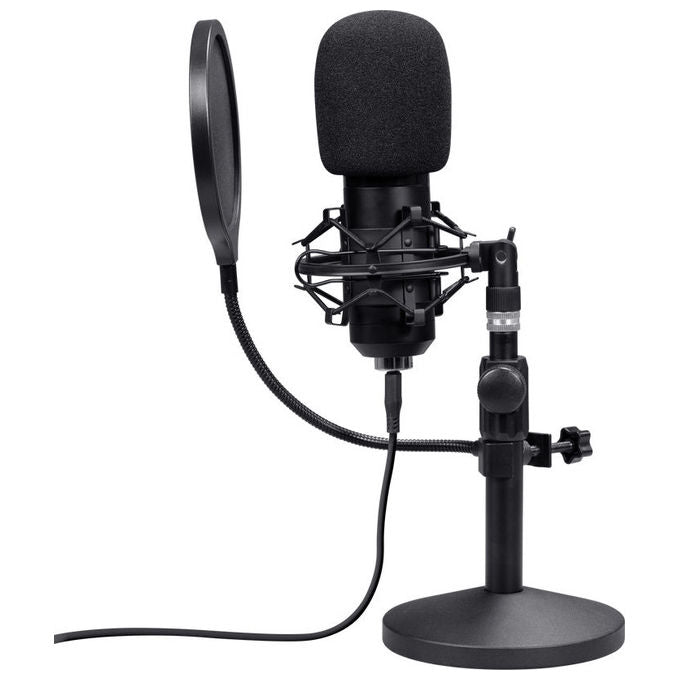 GXTrust 25769 Emita II Microfono USB con Supporto da Tavolo Regolabile e Filtro Pop campionamento 192 kHz-24 bit colore Nero
