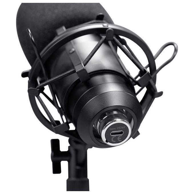 GXTrust 25769 Emita II Microfono USB con Supporto da Tavolo Regolabile e Filtro Pop campionamento 192 kHz-24 bit colore Nero