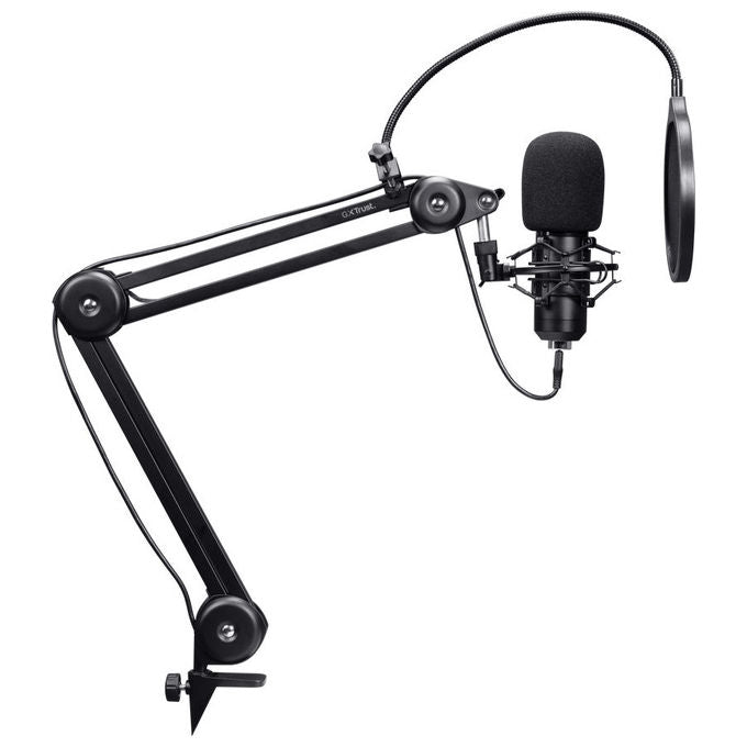 GXTrust 25770 Emita II Microfono USB con Braccio Regolabile Filtro Pop Shock Mount 16 mm 192 kHz-24 bit colore Nero