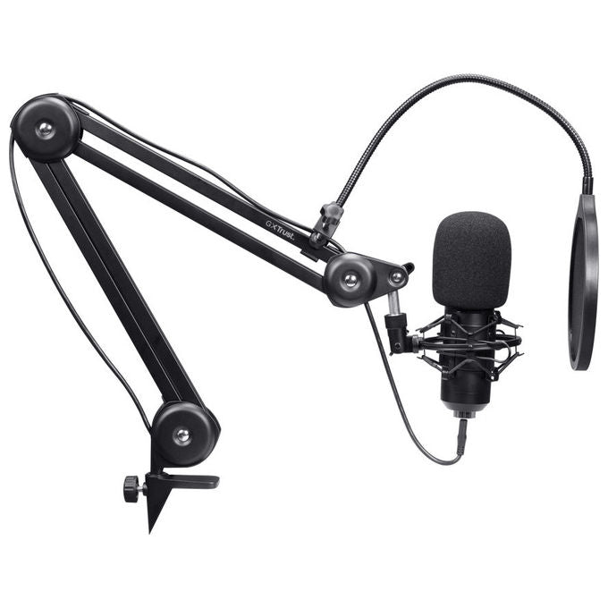 GXTrust 25770 Emita II Microfono USB con Braccio Regolabile Filtro Pop Shock Mount 16 mm 192 kHz-24 bit colore Nero