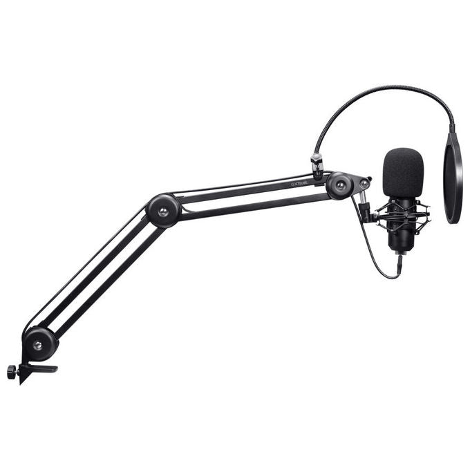 GXTrust 25770 Emita II Microfono USB con Braccio Regolabile Filtro Pop Shock Mount 16 mm 192 kHz-24 bit colore Nero