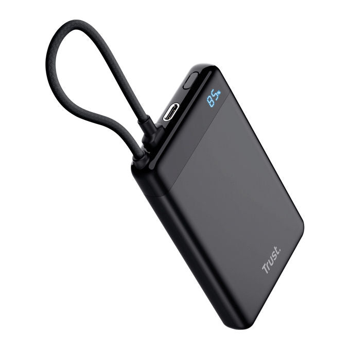 Trust FIERA 10.000 POWERBANK FIXED CABLE Powerbank 10000 mAh con Cavo Integrato colore Nero