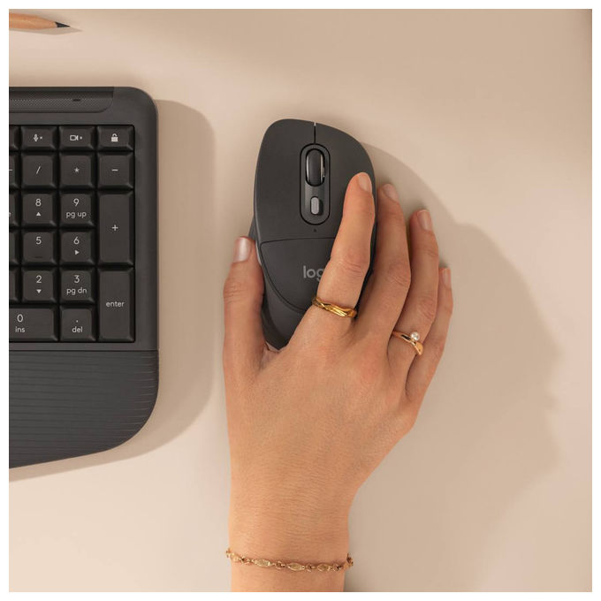 Logitech 910-007715 Signature Comfort Plus M850 L Mouse Wireless Ottico 4000 DPI Bluetooth Cuscinetto Palmare Clic Silenziosi colore Grafite
