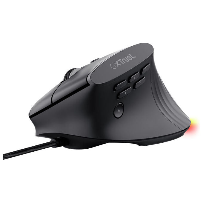 Trust 26024 GXT 145 Rexxa Mouse Gaming Ergonomico Verticale USB 12800 DPI RGB 10 Pulsanti Programmabili colore Nero