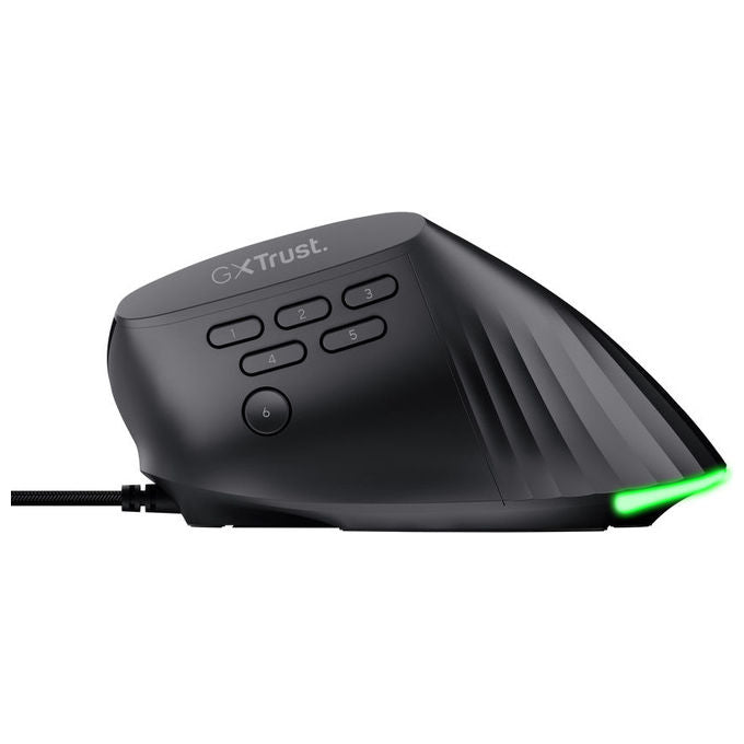 Trust 26024 GXT 145 Rexxa Mouse Gaming Ergonomico Verticale USB 12800 DPI RGB 10 Pulsanti Programmabili colore Nero