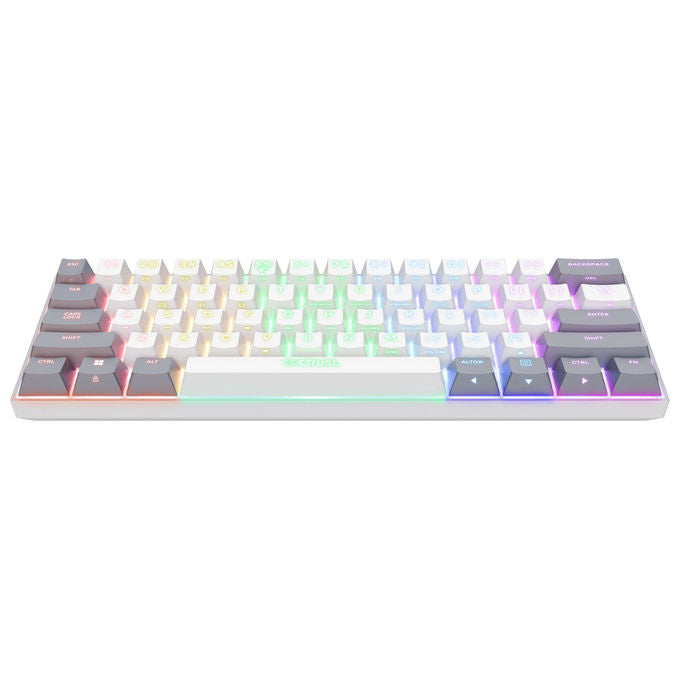 Trust GXT 873 Acira Mini Tastiera Gaming Meccanica 60% Tri-Mode Wireless Bluetooth RGB Layout Italiano colore Bianco