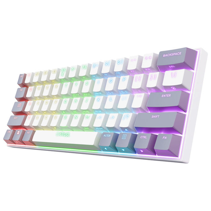 Trust GXT 873 Acira Mini Tastiera Gaming Meccanica 60% Tri-Mode Wireless Bluetooth RGB Layout Italiano colore Bianco