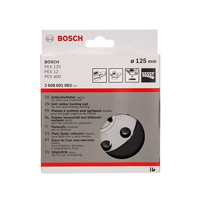 Bosch 2608601063 Platorello Morbido 125mm 8 Fori per PEX 12 GEX 125 Levigatura Superfici Irregolari