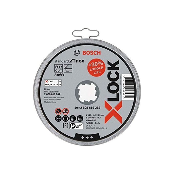 Bosch X-Lock Mola Da Taglio Dritta Standard Set 10X125X1Mm Inox