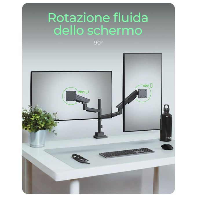 ICY BOX IB-MS702-T Supporto per Monitor per 2 Monitor fino a 57'' 27 Kg Ciascuno colore Nero