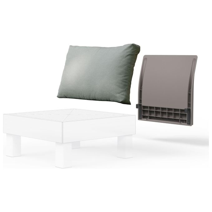 Keter 8711245160450 Elements Extension Kit Modulo Schienale con Cuscino in Resina 100% Riciclata Effetto Vimini colore Ashwood e Cappuccino