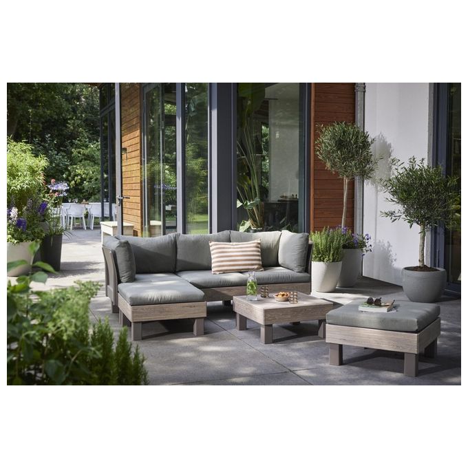 Keter 261176 Signature Elements Poltrona da Giardino Modulare con Cuscini Inclusi colore Cappuccino-Ashwood