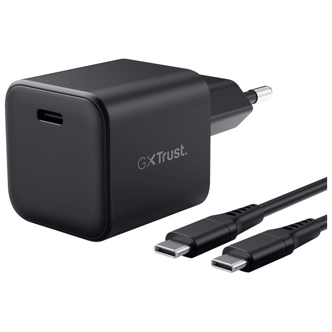 Trust GXT 1258 caricabatterie USB-C 65W GaN, ricarica rapida, compatibile Nintendo Switch 2, cavo 2m incluso, nero