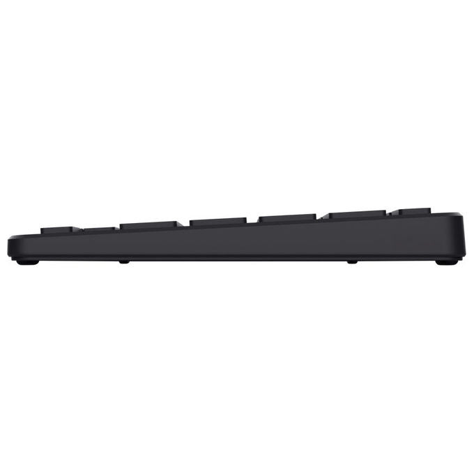 Trust Nado II, tastiera Bluetooth 5.0 multidevice, wireless, ricaricabile, mini Qwerty, 78 tasti, PC tablet smartphone, nera