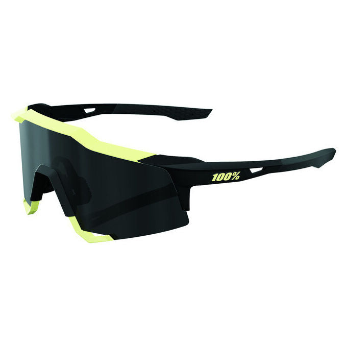 100% SPEEDCRAFT Occhiali da Ciclismo Cilindrici con Lente Specchiata Nera e Montatura Flessibile Colore Nero
