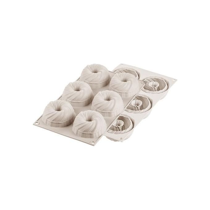 Silikomart 26.290.13.0065 Mini Intreccio Stampo in Silicone 6 Cavita' 630 ml Ø75 mm h35 mm colore Grigio Seta