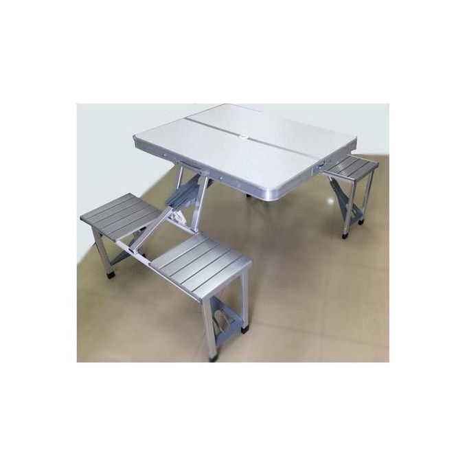 Amicasa PT00-2638051001424 Valigetta Pic Nic in Alluminio Pieghevole colore Nero