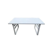 Amicasa 2638083000969 Loren Tavolo Fisso Esterno in Alluminio Pieghevole senza Foro Ombrellone colore Bianco