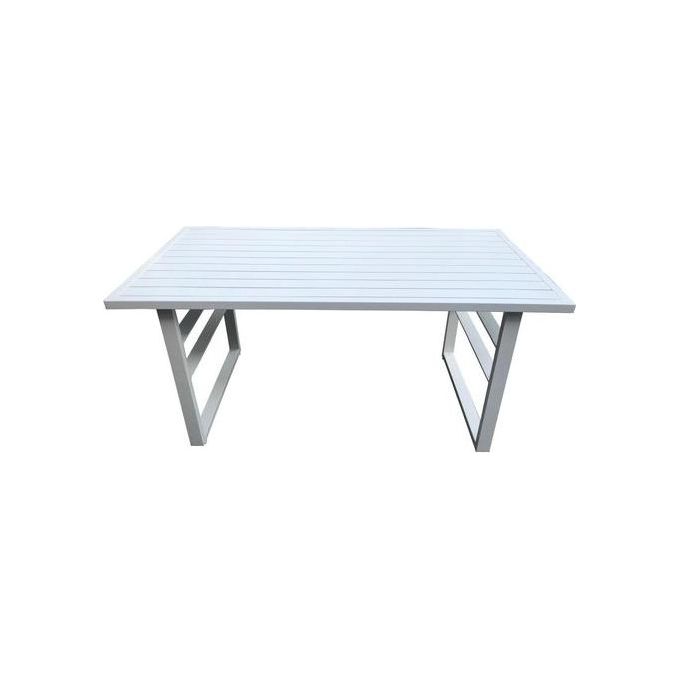 Amicasa 2638083000969 Loren Tavolo Fisso Esterno in Alluminio Pieghevole senza Foro Ombrellone colore Bianco