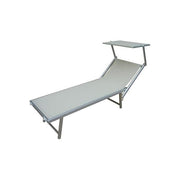 Amicasa 0802978-B Bagnino Lettino Prendisole Struttura Alluminio Textilene Parasole Regolabile Gambe Pieghevoli colore Bianco