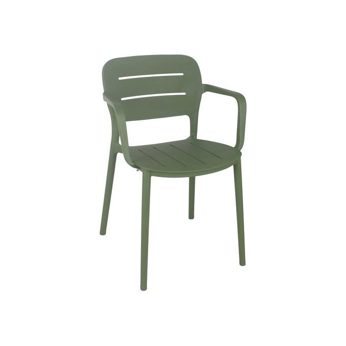 Amicasa PP831 Sedia da Esterno Polipropilene Effetto Creta Impilabile Fino a 6 Pezzi Resistente UV e Intemperie colore Creta Verde
