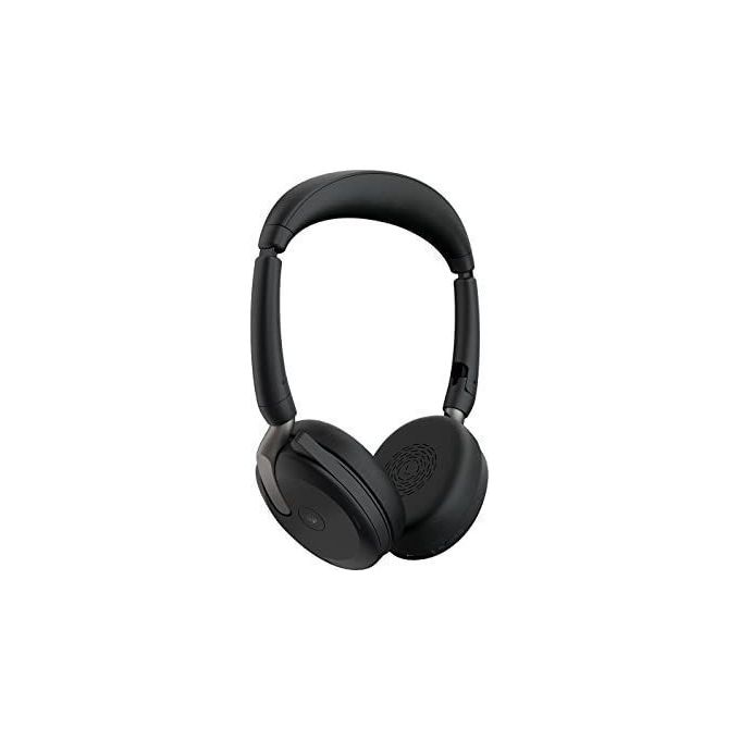 Jabra 26699-999-889 Evolve2 65 Flex Auricolare Stereo con Bluetooth Cancellazione Rumore Attiva ibrida e ANC Microfono Jabra ClearVoice Ricarica Wireless inclusa colore Nero