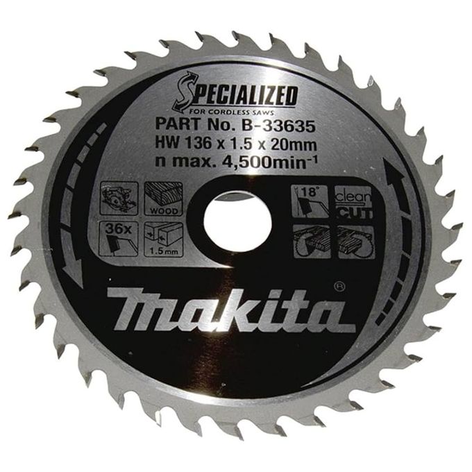 Makita 0088381422673 Specialized Lama di Sega Circolare per Legno 136 mm Diametro 20 mm Foro 48 Denti T.C.T. colore Nero