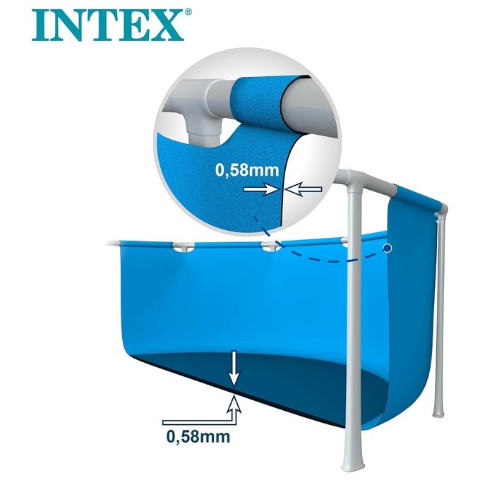 Intex 26790NP Prisma Frame Piscina Fuori Terra Rettangolare 400x200x122 cm 8418 L Pompa Filtro 2006 L-h Scaletta colore Grigio