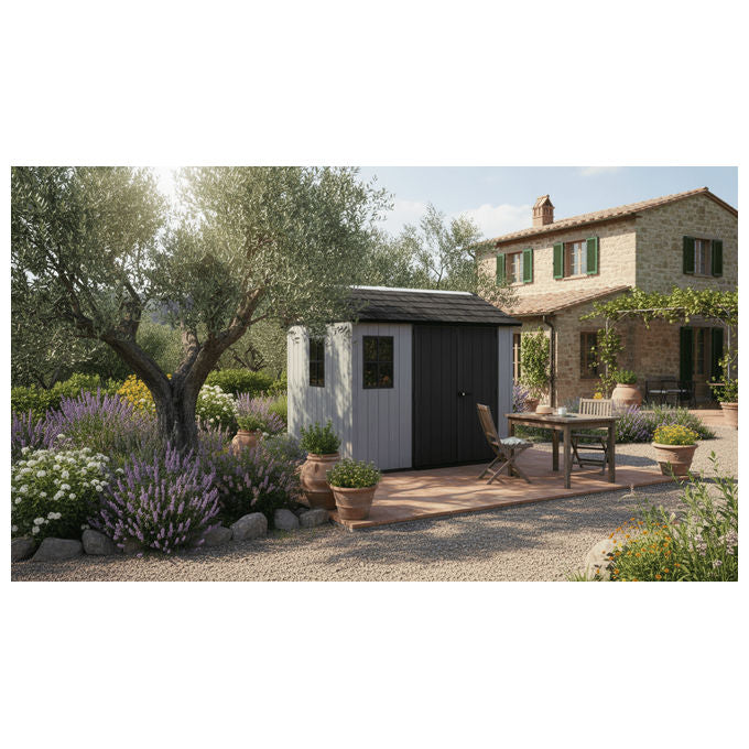 Keter 273219 Newton Plus Casetta da Giardino in Resina 5,2 m² 230x287x246 cm resistenza neve 150 Kg-m² colore Grigio