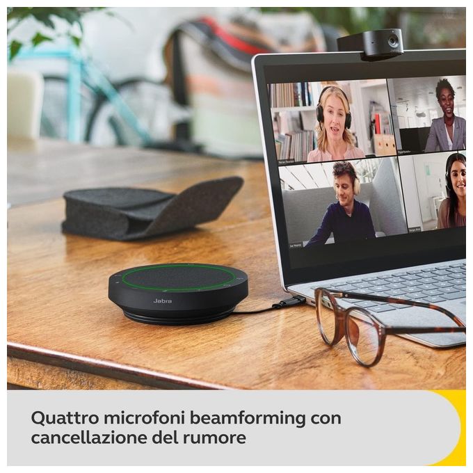 Jabra 2755-209 Speak2 55 UC Vivavoce Bluetooth USB-C 4 Microfoni Beamforming Cancellazione Rumore 12h Autonomia IP64 colore Grigio