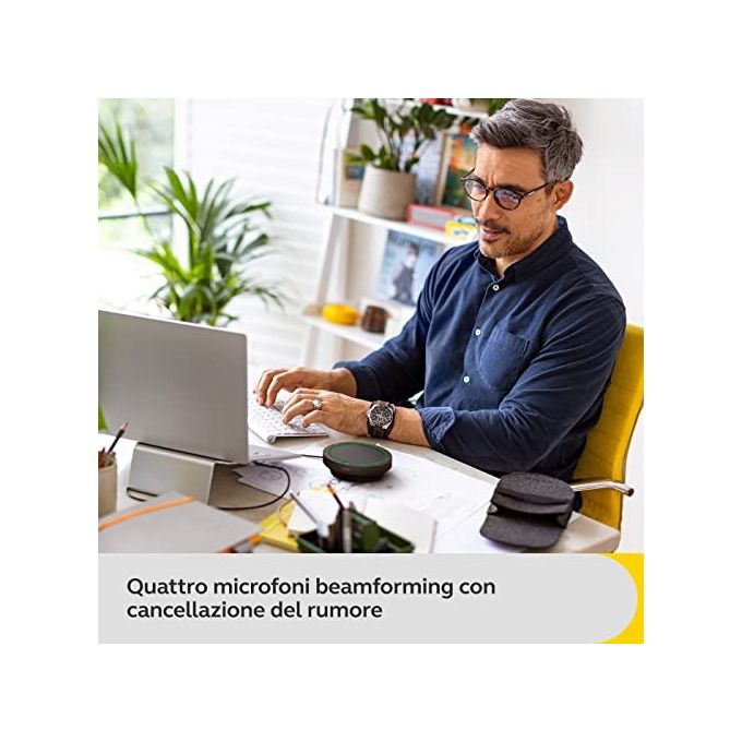 Jabra 2755-109 Speak2 55 MS Speakerphone Vivavoce Bluetooth USB-C USB-A 4 Microfoni 12h Autonomia IP64 colore Grigio