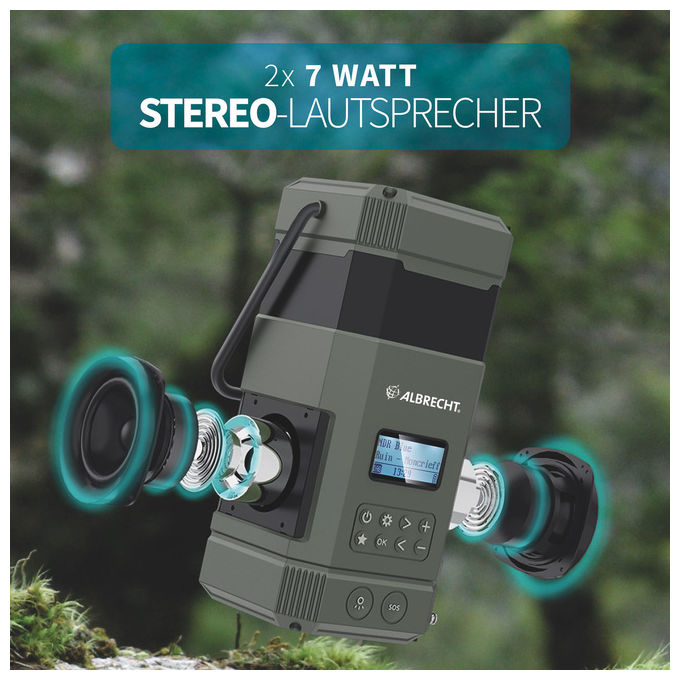 Albrecht 27912 DR 114 DAB Lanterna da campeggio a batteria con radio DAB+ FM e PowerBank 80 lm 5000 mAh colore Nero