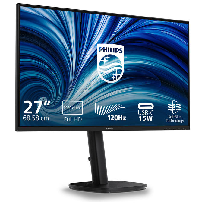 Philips 27B2N3200J Monitor 27'' 1920x1080 FHD IPS 120Hz 4ms GtG Adaptive Sync con Altoparlanti USB Hub Regolazione in Altezza colore Nero