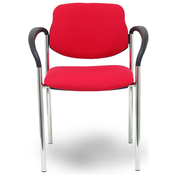 Piqueras y Crespo 27CRBALI350CB Villalgordo Sedia Fissa da Ufficio Braccioli Fissi Struttura Cromata Tessuto Bali colore Rosso