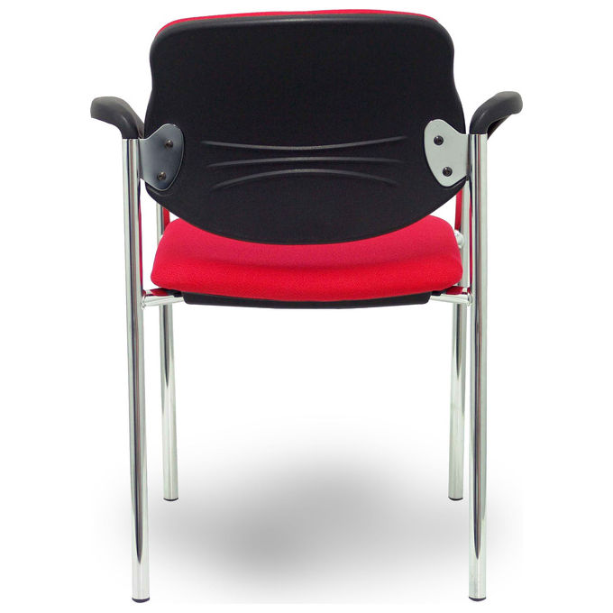 Piqueras y Crespo 27CRBALI350CB Villalgordo Sedia Fissa da Ufficio Braccioli Fissi Struttura Cromata Tessuto Bali colore Rosso