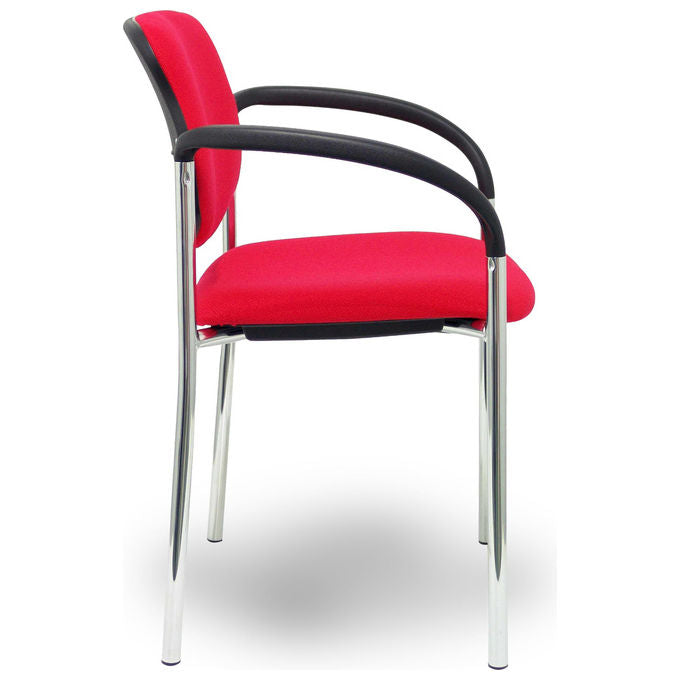 Piqueras y Crespo 27CRBALI350CB Villalgordo Sedia Fissa da Ufficio Braccioli Fissi Struttura Cromata Tessuto Bali colore Rosso