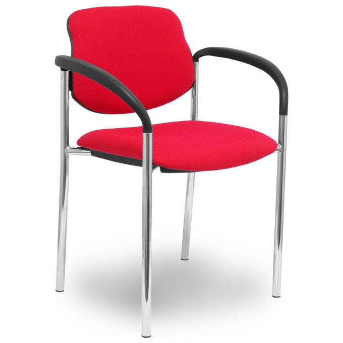 Piqueras y Crespo 27CRBALI350CB Villalgordo Sedia Fissa da Ufficio Braccioli Fissi Struttura Cromata Tessuto Bali colore Rosso