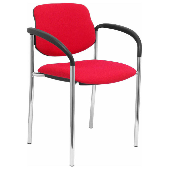 Piqueras y Crespo 27CRBALI350CB Villalgordo Sedia Fissa da Ufficio Braccioli Fissi Struttura Cromata Tessuto Bali colore Rosso