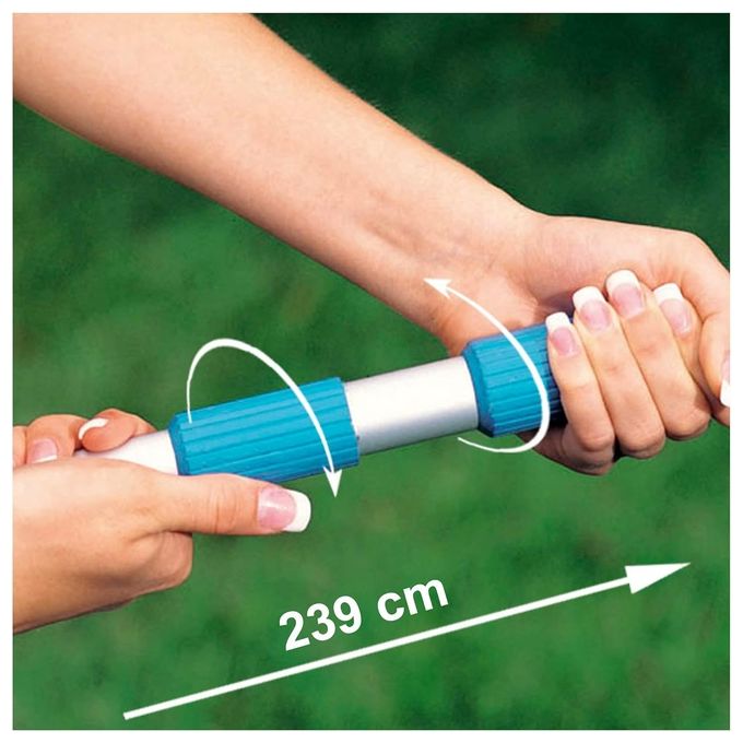 Intex 28002 Kit Pulizia Piscina Fuoriterra asta telescopica 239 cm diametro fino a 488 cm colore Azzurro