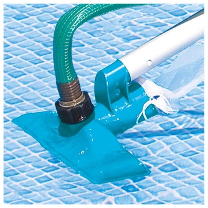 Intex 28002 Kit Pulizia Piscina Fuoriterra asta telescopica 239 cm diametro fino a 488 cm colore Azzurro
