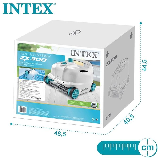 Intex 28005 ZX300 Deluxe Pulitore Automatico Piscina Fondo e Pareti Doppie Spazzole Rotanti Tubo 6.5 m Filtro 0.15 mm Capacita' 1.8 L colore Nero