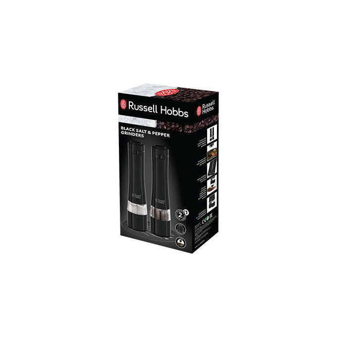 Russell Hobbs 28010-56 Set Macinasale Macinapepe Elettrico Ceramica Regolabile Base Illuminata a Batterie colore Nero