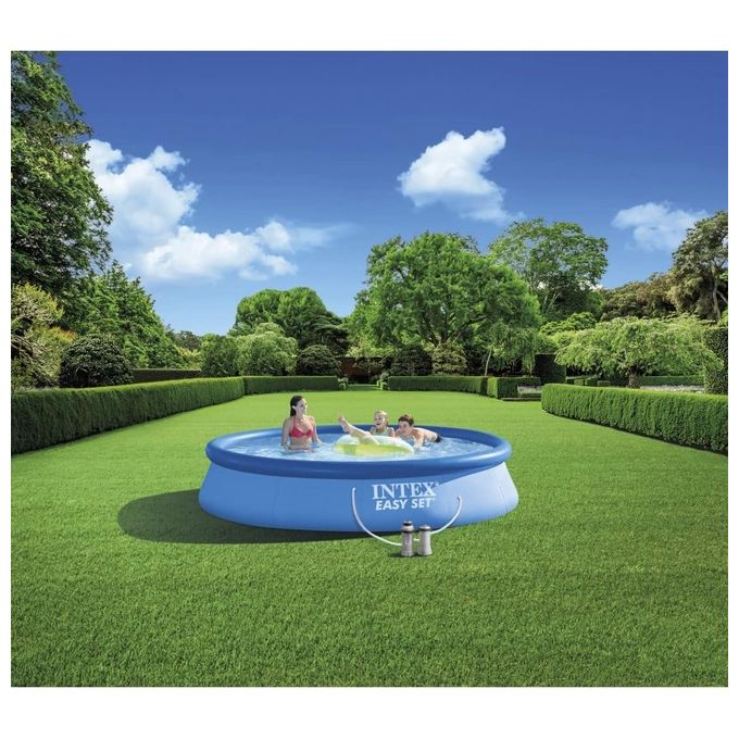 Intex Piscina Fuori Terra Easy Set 457x84 cm Rotonda Azzurra PVC Triplo Strato