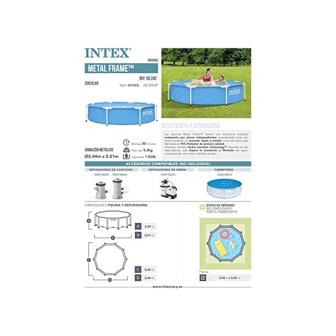 Intex Piscina Piscina Metal Frame 244x51cm