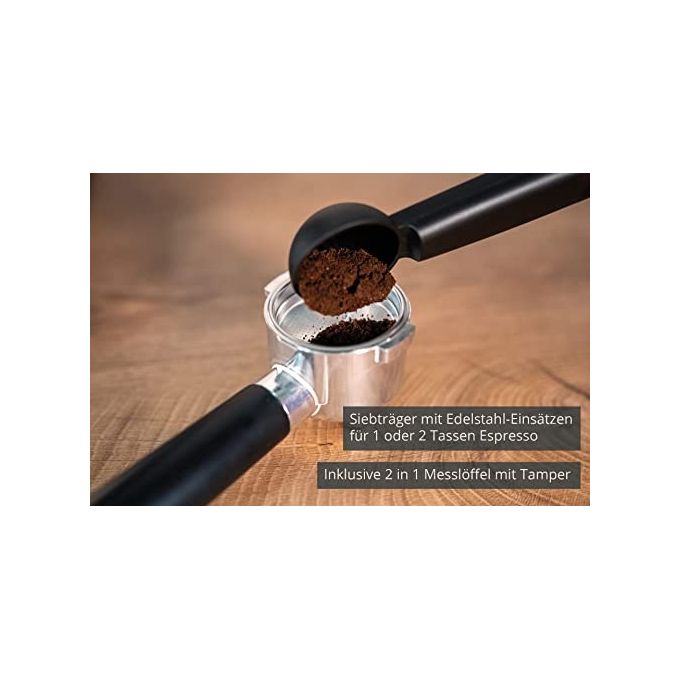 Unold 28636 Piccopresso Macchina da caffe' Espresso 0,9 L 20 bar 1360 W con Montalatte e Funzione Acqua Calda colore Acciaio inox-Nero