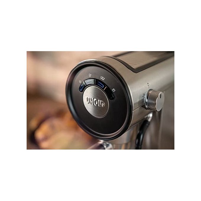 Unold 28636 Piccopresso Macchina da caffe' Espresso 0,9 L 20 bar 1360 W con Montalatte e Funzione Acqua Calda colore Acciaio inox-Nero